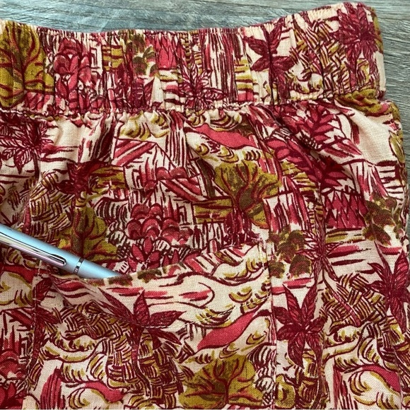 Joie Linen Blend Tropical Floral Shorts Large Red Tan - Picture 4 of 8